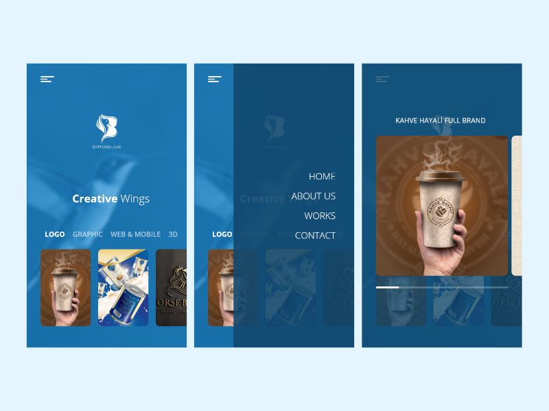 Bird Blue Portfolio App application mobile app portfolio ux ui