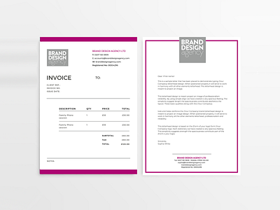 B D Mockup1 A 9inchideas brand design brand identity branding cororate stationery corporate design feminine graphic design graphics graphics design identity invoice invoice design invoice template letterhead letterhead design letterheads minimal stationery design