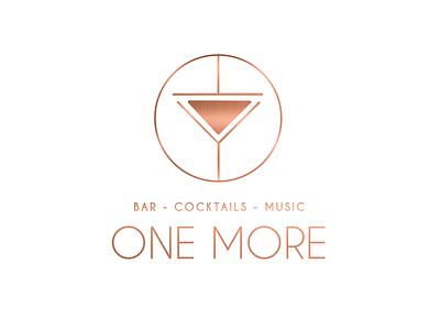 One More - Logo Design 9inchideas bar logo brand designer brand identity branding cocktail logo copper copper logo graphics graphics design logo logo a day logo design logo design branding logo designer logos logotype minimal one more rose gold