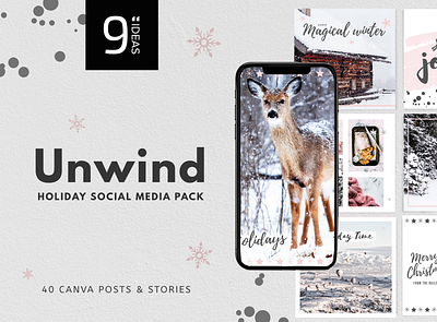 9"IDEAS - Unwind Social Media Pack 9inchideas brand identity branding christmas christmas graphics christmas party graphics happy new year instagram christmas instagram design instagram stories instagram story instagram template magic snow social media branding social media bundle social media design social media pack winter