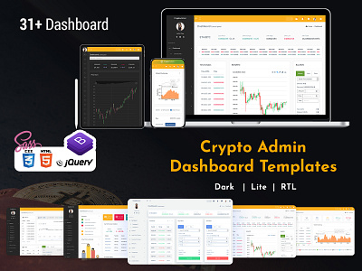 Responsive Cryptocurrency HTML Template + Bitcoin Dashboards ICO