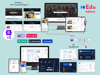 Responsive Bootstrap Admin Template Dashboard academy admin admin dashboard admin template admin theme e learning education learning learning management system lms online education dashboard school student teacher