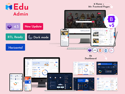 Responsive Bootstrap Admin Template Dashboard academy admin admin dashboard admin template admin theme branding e learning education learning learning management system lms online education dashboard product design school student teacher web design
