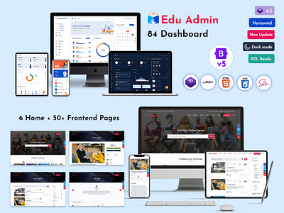 Responsive Bootstrap Admin Template Dashboard academy admin admin dashboard admin template admin theme branding e learning education illustration learning learning management system lms online education dashboard product design school student teacher web design