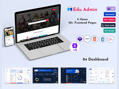 Eduadmin - Responsive Bootstrap Admin Template Dashboard academy admin admin dashboard admin template admin theme branding e learning education illustration learning learning management system lms online education dashboard product design school student teacher web design