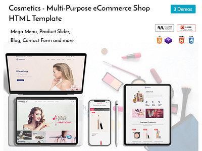 Cosmetics - Multi-Purpose eCommerce Shop HTML Template agency bootstrap4 business clean corporate creative ecommerce design ecommerce shop flat gradient illustration multipurpose one page parallax portfolio responsive shopping video background web design website