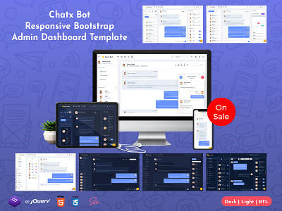 Chat Bot Responsive Bootstrap Admin Dashboard Template illustration product design web app web design