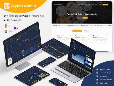 Cryptocurrency Dashboard Admin Template Bitcoin ICO animation bootstrap 5 branding ico dashboard product design web design