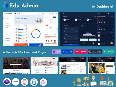 Responsive Bootstrap 5 Admin Template Dashboard admin admin dashboard learning management system lms lms template online classes product design student dashboard teacher udemy ui ui design upgrad admin template ux webapps