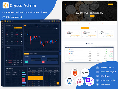 Responsive Cryptocurrency HTML Templates Bitcoin Dashboards ICO bitcoin components crypto exchange cryptocurrency fintech ico illustration interface product design ui ux wallet web design