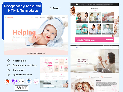 Pregnancy Medical HTML Template branding doctor template gynecologist maternity medical layout medical template responsive web design women center