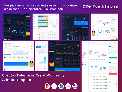 Cryptio Tokenizer Crypto Currency Admin Template analytics binance bitcoin blockchain charts coins crypto cryptocurrency cryptocurrency dashboard dashboard ethereum exchange product design statistics trading ui design webapp