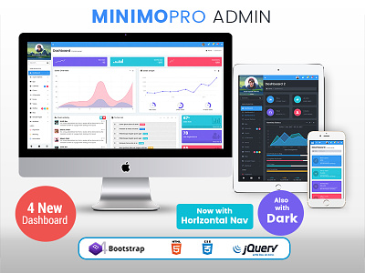 MinimoPro - Responsive Bootstrap 4 & 3 Admin WebApp Template