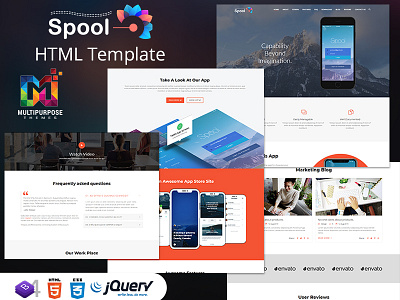 Spool - One Page Parallax bootstrap business clean corporate creative flat gradient multipurpose one page parallax photography portfolio responsive software video background