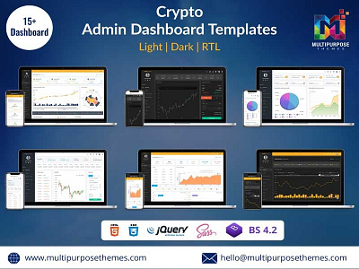 Crypto Admin Dashboard Template + Bitcoin Dashboards + ICO