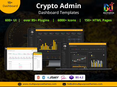 Cryptocurrency Dashboard Template + Bitcoin Dashboards + ICO