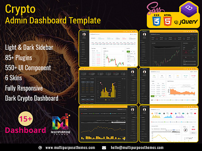 Crypto Cryptocurrency HTML Template + Bitcoin Dashboards + ICO