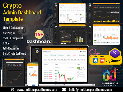 Cryptocurrency Dashboard Template + Bitcoin Dashboards + ICO