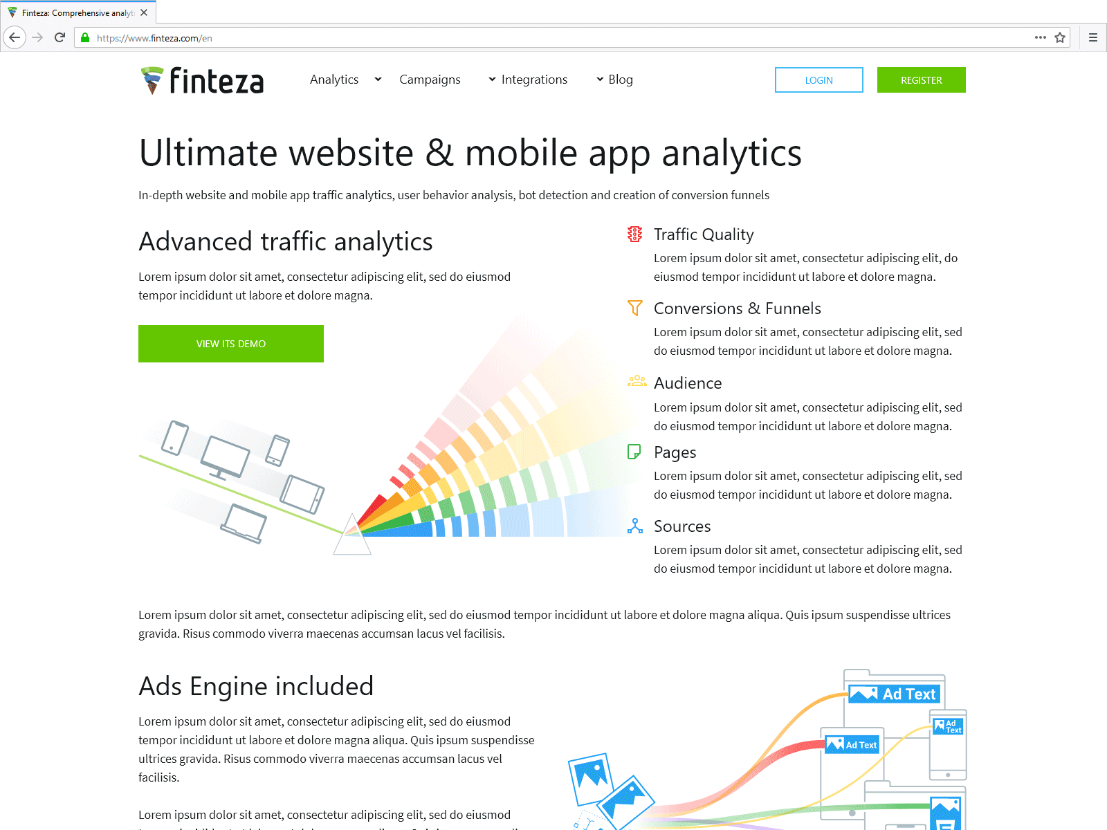 Website for the Analytics system