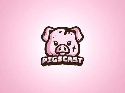 Pigscast - Logo Design animal design gaming logo mascot pig pigscast youtube
