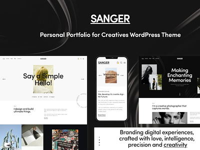 Sanger - Personal Portfolio for Creatives WordPress Theme blog design illustration web design webdesign wordpress wordpress theme wordpress themes
