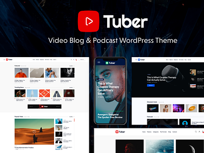 Tuber - Video Blog & Podcast WordPress Theme blog business design illustration logo web design webdesign wordpress wordpress theme wordpress themes