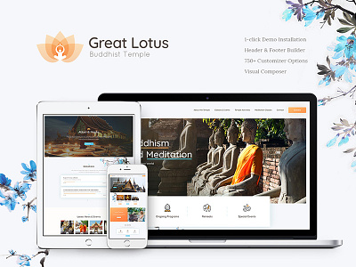 Great Lotus | Buddhist Temple WordPress Theme buddha buddhism buddhist buddhist temple wordpress theme donation events fundraising holistic temple wordpress theme wordpress wordpress theme