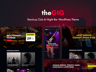The Gig - Stand-up Club & Night Bar WordPress Theme design illustration logo web design web development webdesign woocommerce wordpress wordpress theme wordpress themes