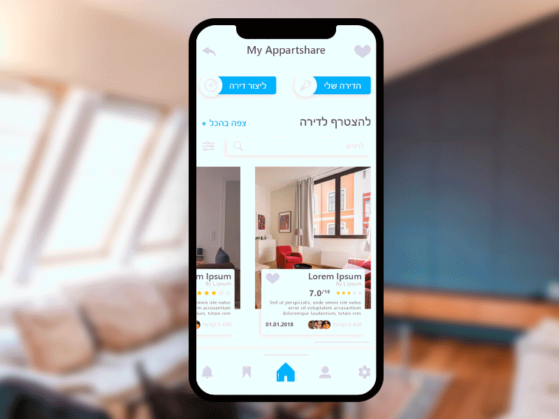 AppartmentShare animation apartment app hebrew idea interaction minimal mob mobile share ui ux white