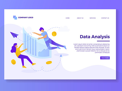 Data Analysis Landing Page accounting business chart concept creative data digital financial graph strategy