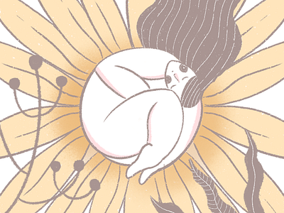 Bloom sleep bloom flower illustration power sleep sun sunflower woman yellow