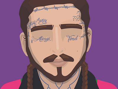 Post Malone Illustration design digital digital illustration flat flat design graphic design illustration illustrator portrait portrait art portrait design portrait illustration post malone rapper vector