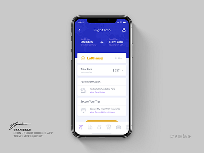 Flight Booking App - Fare information screen UI adobe xd booking.com branding concept design flight bokking goibibo hotel booking kaniskar travel app ui ui design ui ux design uiux ux design