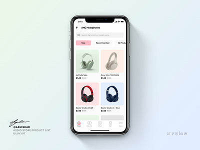 Audio Store Product List adobe xd apple apple airpod max audio store beats concept design design ecommerce kaniskar logo product list sony ui design ui ux design uiux ux design