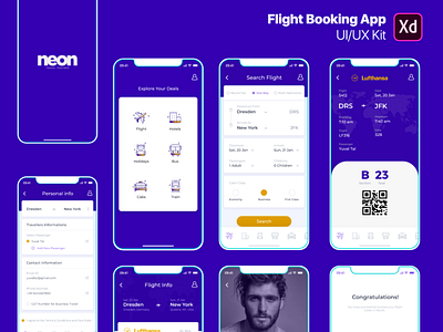 Flight Booking App - UI/UX Kit booking app flight booking ios app taxi booking app ui design ui ux ux design