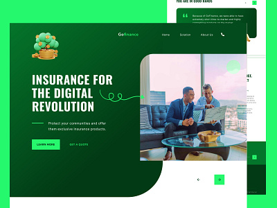 Finance Landing Page 3d design finance flat gradient graphic design green minimal ui ui design uiux