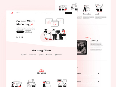 Content Writing Website Design content content writing data design flat graphic design illustration minimal red saas seo ui ui design uiux