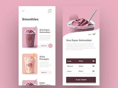 Smoothie App Exploration app design flat minimal ui ux web