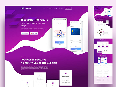 App Landing Page design flat graphic design typography ui ui design uiux ux ux design vector web web design