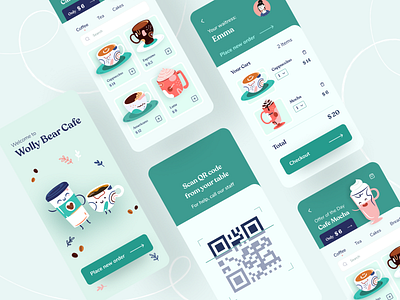 Wolly Bear Coffee Cafe app design app ui cafe menu coffee app illustration minimal mobile ui ui ui ux design ui design ui designer ux