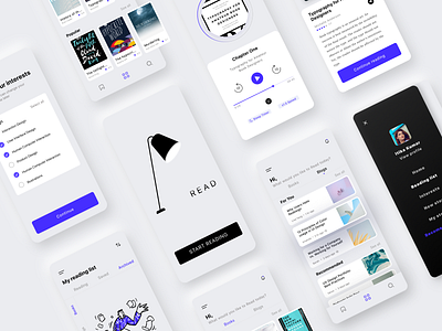 Read App Concept 2d illustration app design app designer audiobook blog books branding illustrator minimal illustration neumorphism neumorphism ui news read ui ui designer ux