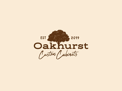 Oakhurst Custom Cabinets bathroom brandidentity branding builder cabinet custom design furniture homewoner illustration kitchen logo made oak tree vector vintage wood work
