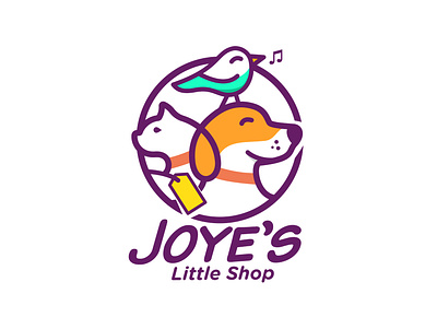 Joye's Little Shop Logo bird brandidentity branding business cat design dog illustration logo online pet store vector
