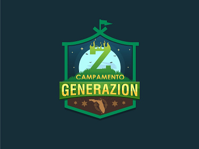 Campamento Generazion Logo brandidentity branding camp camp fire design fire forest graphic design hike hiking hill icon illustration logo moon mountain night student vector