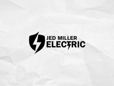 Jed Miller Electric Logo app assistant brandidentity branding design electric flash graphic design icon illustration logo maintance real estate security shield vector