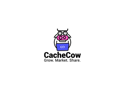 Cache Cow. Grow. Market. Share. brandidentity branding code cow design graphic design icon illustration logo marketing vector website