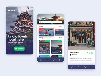 Hoteru - Exploration Hotel Booking App app booking hotel japan mobile travel trip ui design vacation