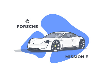 Porsche Mission E auto automotive car fast flat illustration mission e modern car porsche sport