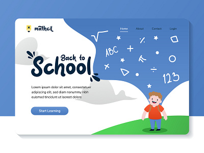 Back to School Landing Page boy flat illustration landing page school ui