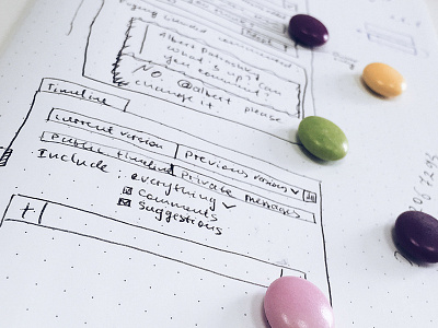 Sketching and non branded Skittles 😇 sketching ux